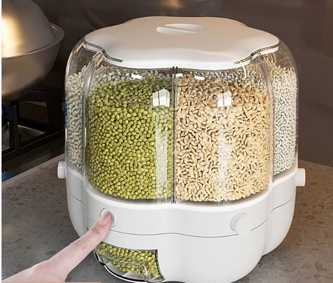 Large 360° Rotating Food Storage Container for Kitchen